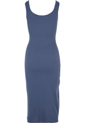 Midi dress in stretchy cotton with round neckline