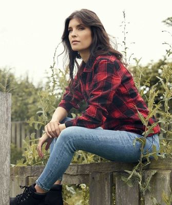 Checkered flannel shirt lady