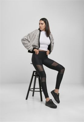 Black leggings in ribbed fabric