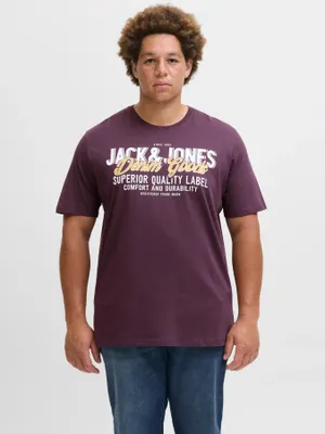 Plommonfärgad T-shirt med tryck herr plus size – Jack & Jones