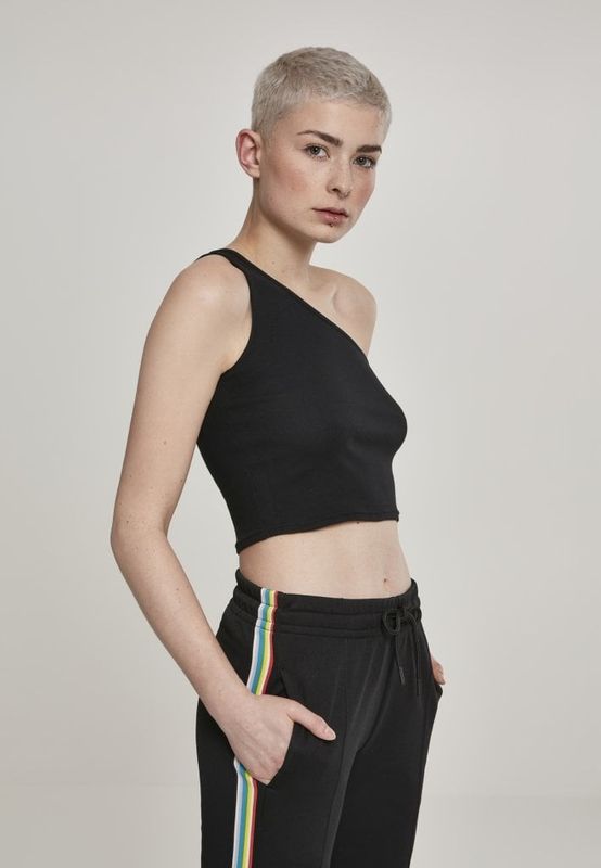 Short belly sweater with a shoulder strap