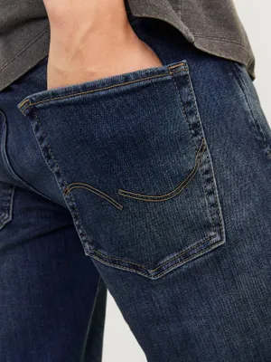 Mörka tapered fit jeans med stretch - MIKE