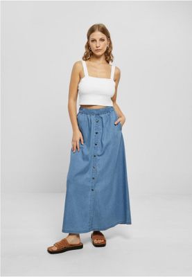 Long thin denim skirt
