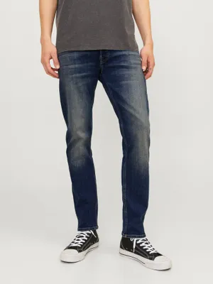 Mörka tapered fit jeans med stretch - MIKE