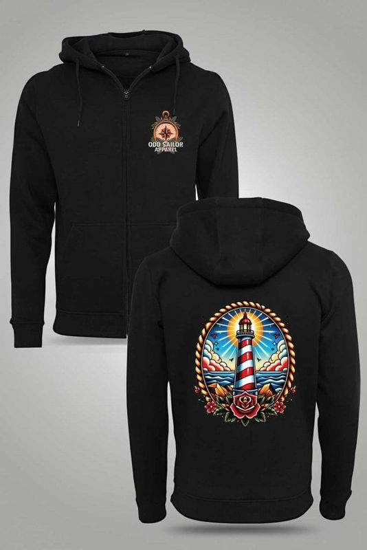 Lighthouse tattoo - zipped hoodie