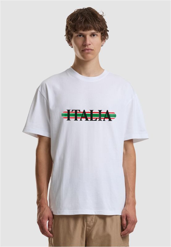 T-shirt i bomullsjersey med italia Stripes – vit