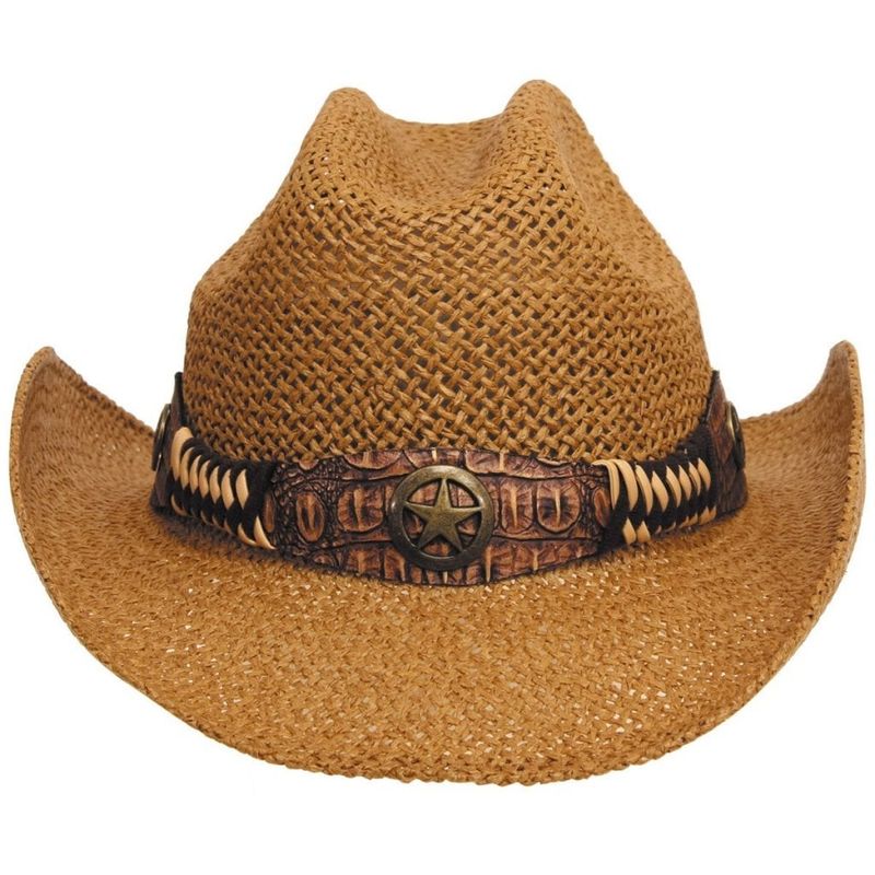 Straw hat with brown hat band "Georgia"