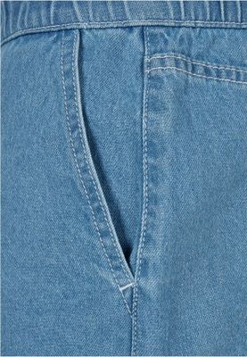 Jeansshorts med manchetter i taljen - blå