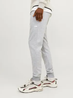 Gråmelerade slim fit joggingbyxor J&J