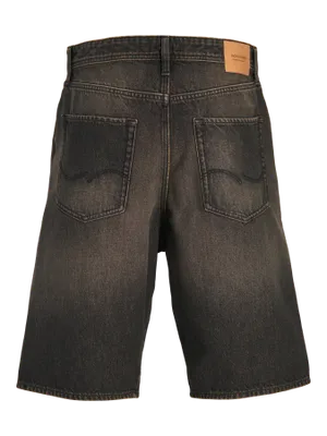 Svarta denim jeansshorts med medelhög midja
