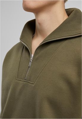 Frontdragkedja, hög krage Cut&Sew Troyer Huvtröja för herr – olive