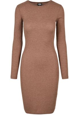 Ribbad klänning för dam – mörk khaki