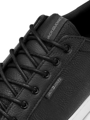 Black leather-like sneakers