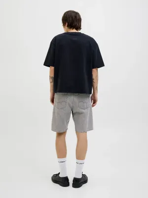 Grå baggy jeansshorts herr