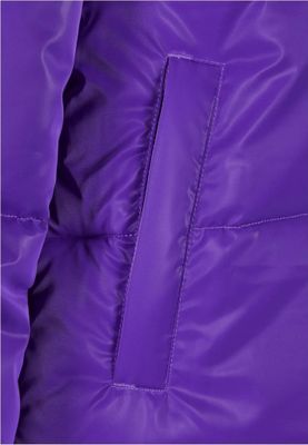Glossy puffer jacket lady shark skin