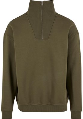 Frontdragkedja, hög krage Cut&Sew Troyer Huvtröja för herr – olive