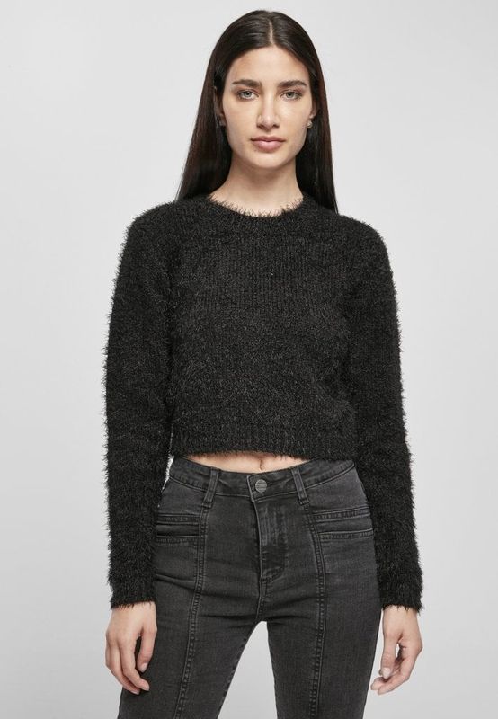 Ladies Cropped Feather Sweater