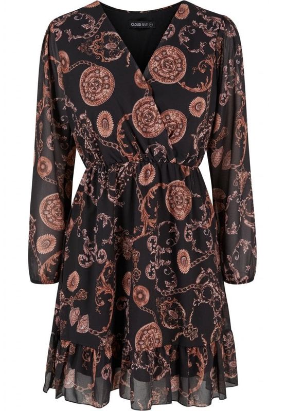 Chiffonkjole med dekorativt print