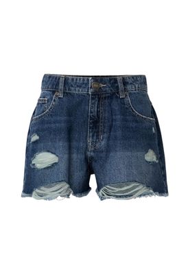 Shorts för dam med repningar – mid deep blue washed