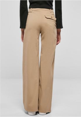 Ladies High Waist Wide Leg Chino Pants