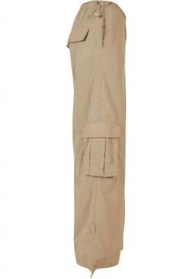Wide nylon cargo pants for women