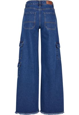 Byxor för dam med fickor på sidorna oversize – mid indigo washed
