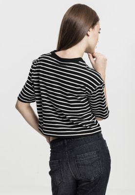 Kort stripet t-shirt overdimensioneret dam