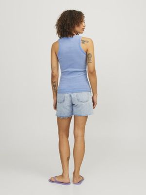 Women's blue ribbed linen