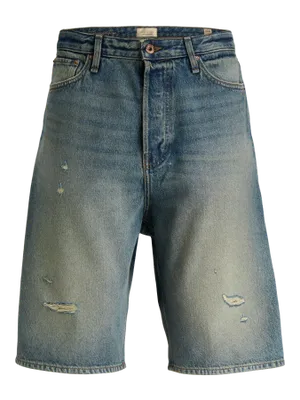 Blå denimshorts herr - sliten outdoor look