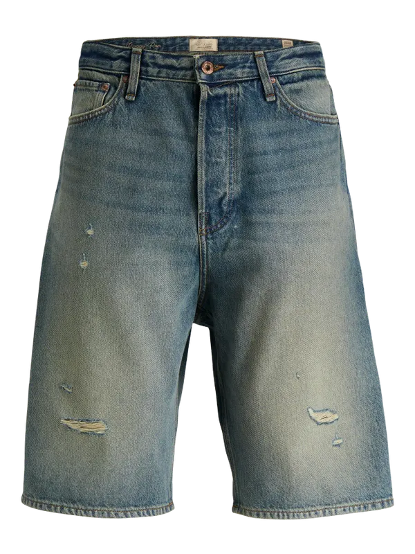 Blå denimshorts herr - sliten outdoor look