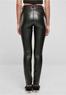 Ladies Mid Waist Synthetic Leather Pants