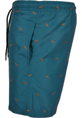 Blågrønne badeshorts med hajer