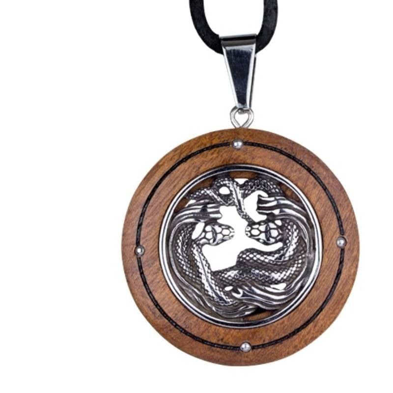 "Snakes" wooden pendant necklace