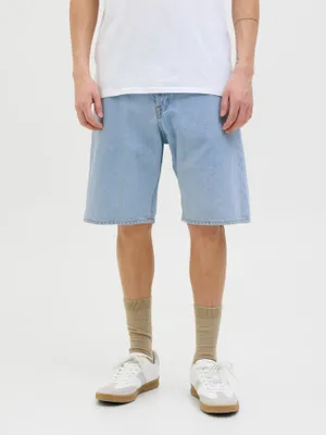 Baggy fit blå jeansshorts - herr