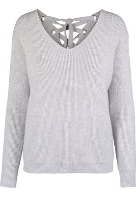 V-neck sweater with lace in the back lady