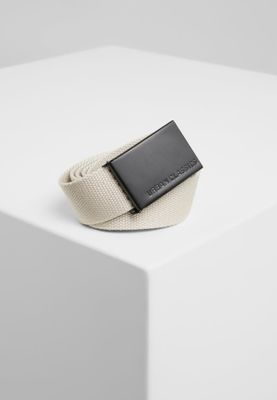 Light canvas belt with black buckle
