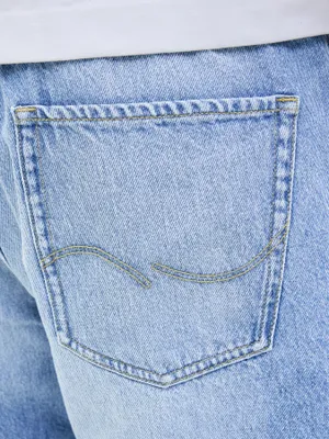 Lösa denimshorts med hög midja och stonewash