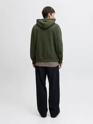 Avslappnad Hoodie med Känguruficka