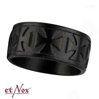 Ring Black Iron Cross i rostfritt stål