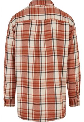 Long Oversized Checked Leaves Shirt