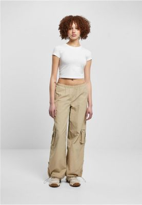 Wide nylon cargo pants for women