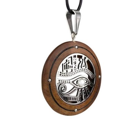 "Eye of Horus" trähänge halsband