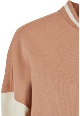 Oversized Two-Tone College Terry Jacket for Women