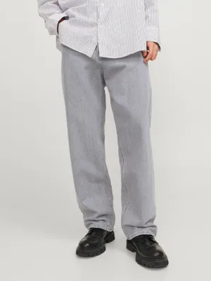 Grå baggy jeans med twillväv-struktur - ALEX