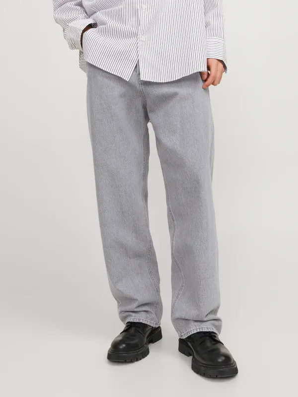 Grå baggy jeans med twillväv-struktur - ALEX