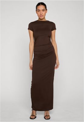 Klänning för dam med runt skärning slits vid – brun