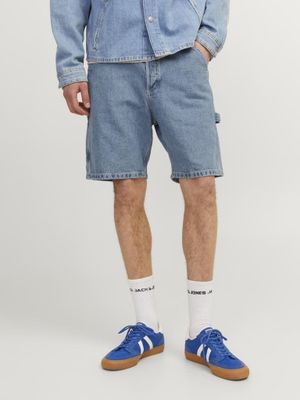 Light blue carpenter shorts in jeans for men
