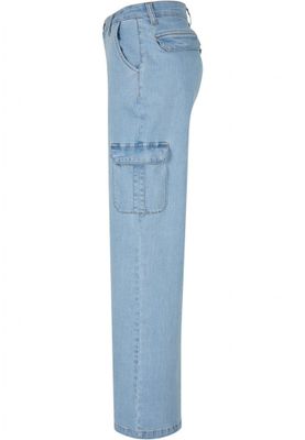 Ladies High Waist Straight Denim Cargo Pants