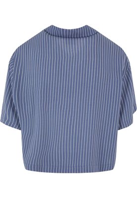 Kortärmad skjorta för dam– vintagebluepinstripe