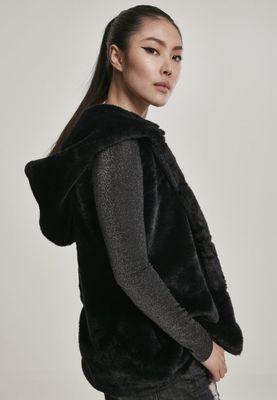 Ladies vest with hood in fur